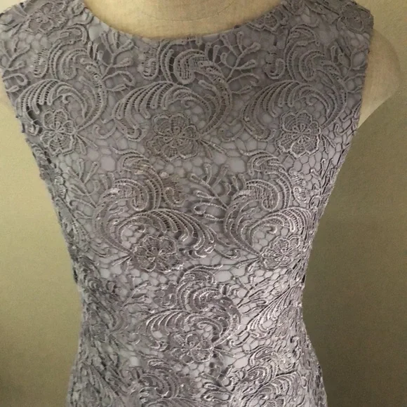 Ralph Lauren Evening Gray Lace Overlay Sheath Dress 6 - Picture 3 of 12